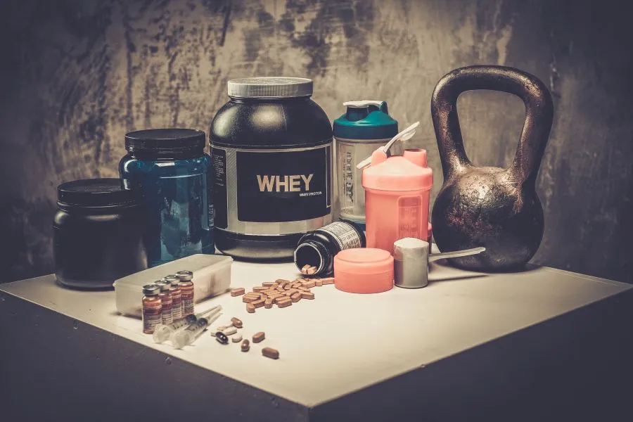 sports nutrition and supplements on a table